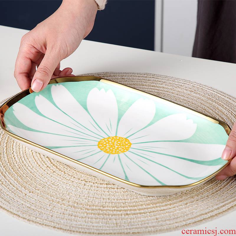 Ceramic steamed fish dishes household Nordic creative web celebrity new large fish dish dish dish single tableware