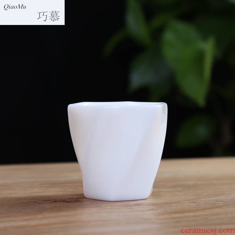 Qiao mu dehua white porcelain ceramic cups kung fu masters cup single tea cup, pure white bowl household small cup only