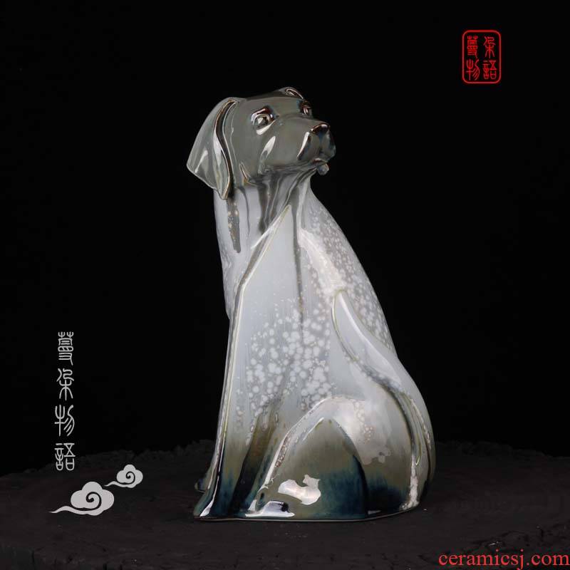 Jingdezhen up stand dog ceramic furnishing articles run big birthday present ceramic dog dog its