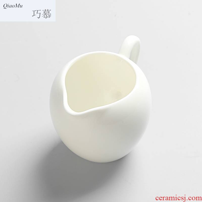 Qiao mu dehua white porcelain ceramic fair keller ivory white big trumpet tea tea accessories device and a cup of tea