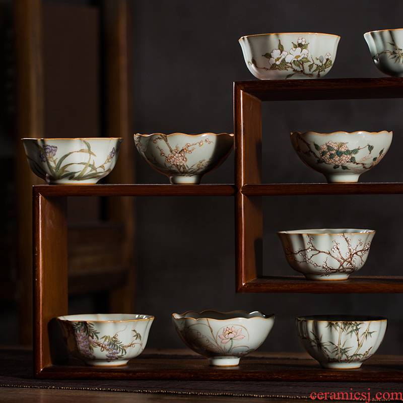 The Owl up jingdezhen manual hand - made ceramic tea set to open the slice your up glaze teacup kongfu master sample tea cup