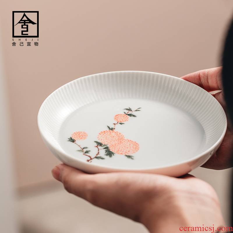 The Self - "appropriate content Japanese manual pot dry terms fruit snack plate bearing hand - made base saucer pot pad accessories
