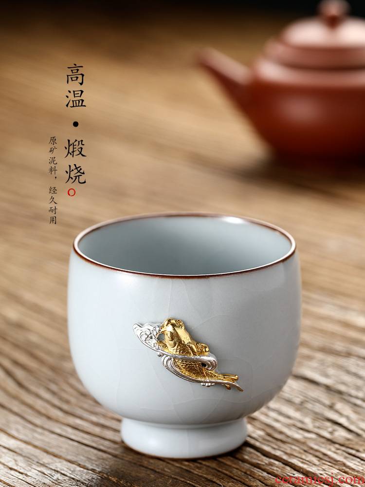 Pure manual ru up market metrix who cup single CPU curium nail cup kung fu tea cups jingdezhen ceramic tea set sample tea cup a single fish
