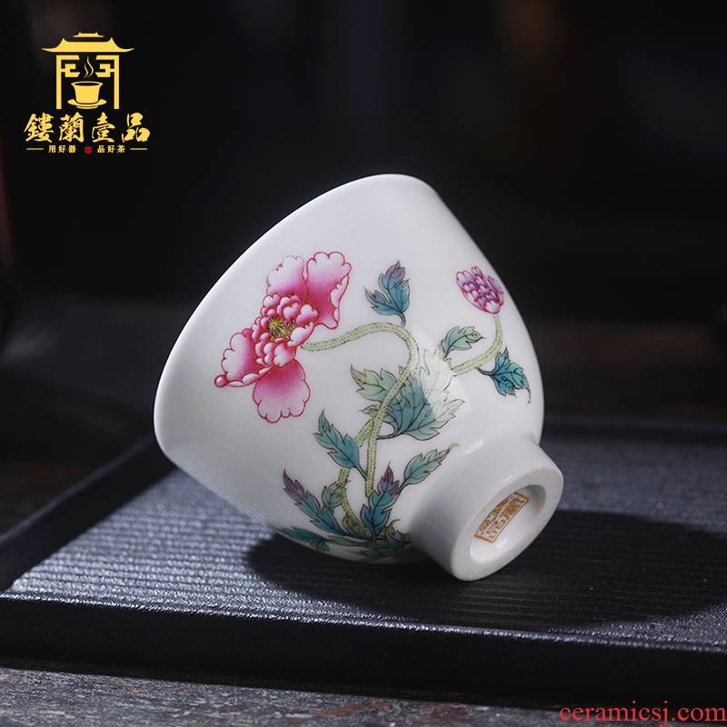 Jingdezhen kung fu tea set ceramic cup bowl hand - made pastel corn poppy fragrance - smelling cup cup manually tea master