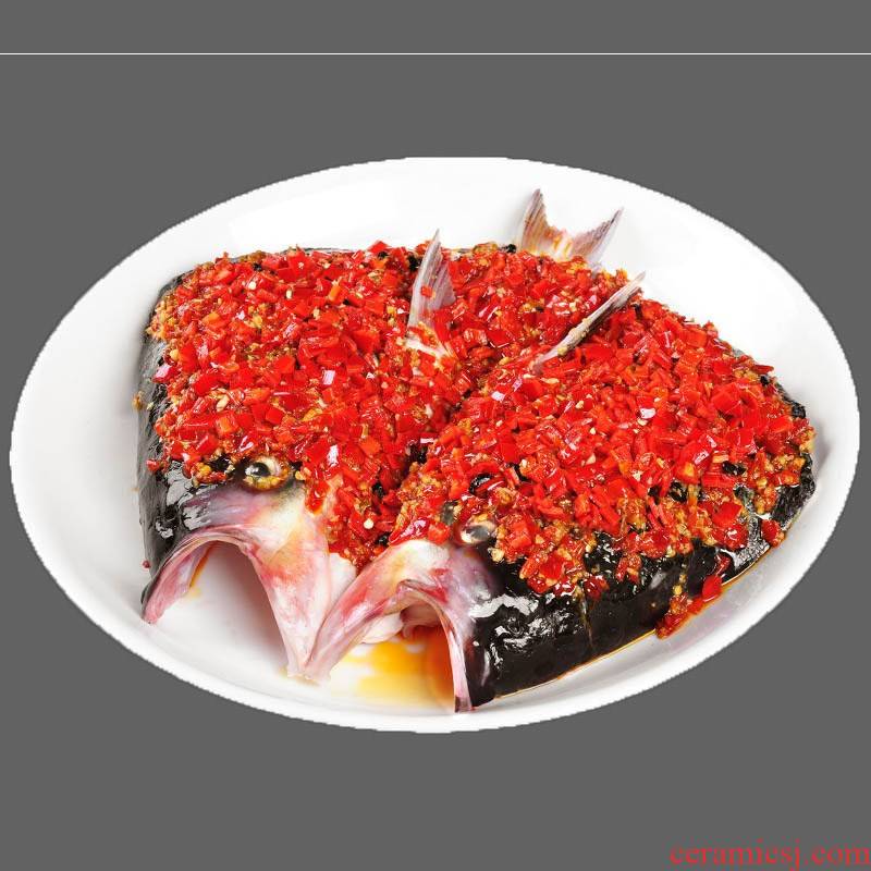Chop bell pepper fish head the new home of turbot special dish plate round 10 inch plate steamed fish dish of ceramic tableware