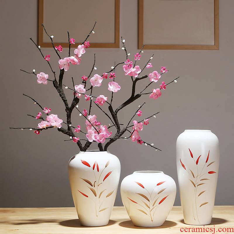 Jingdezhen ceramic vase modern innovative new Chinese style living room porch table simulation flower adornment suit furnishing articles