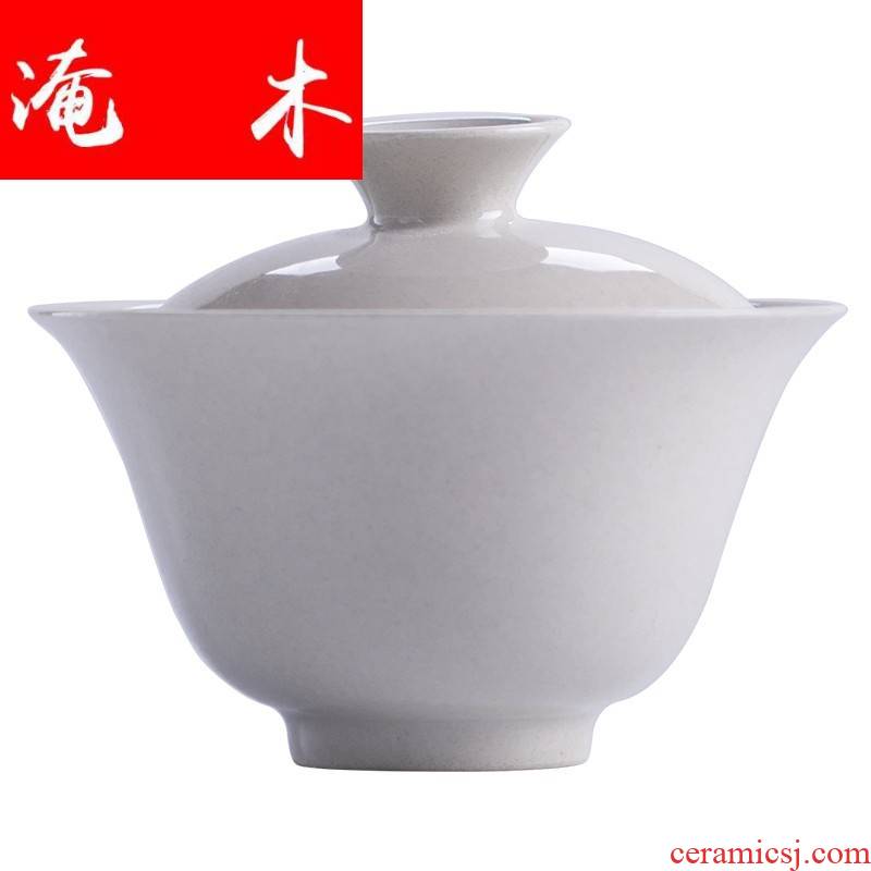 Flooded the jingdezhen wood plant ash tureen all hand throwing archaize no simple imitation song dynasty style typeface simple but elegant tea bowl of tea set