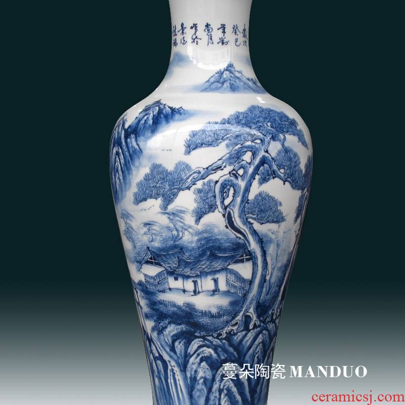 Jingdezhen blue and white landscape sitting room 1-135 - was - high sitting room vase display of large vases, hand - made of vases