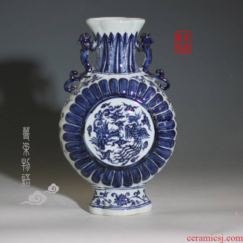 Jingdezhen blue and white dragon jintong flat bottles of imitation in porcelain vase bucket flat color porcelain longfeng classical flat bottles