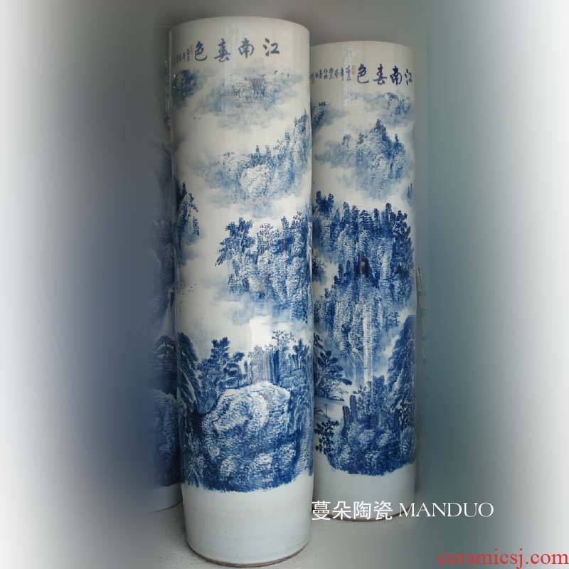 Jingdezhen quiver straight big vase hand - made scenery south ceramics sitting room landing 1.8 2.2 meters high