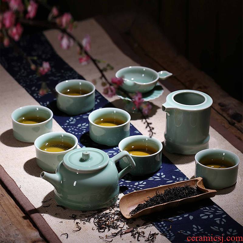 Red xin up celadon brother name plum green ceramic kung fu tea set ceramic cups of a complete set of a complete set of gift