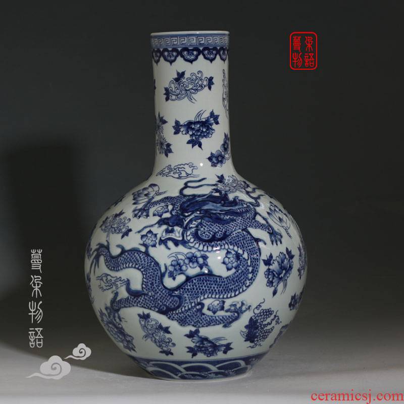 Jingdezhen its reliefs celestial dragon dragon wear flowers peony celestial porcelain vases of 35-44 and 55
