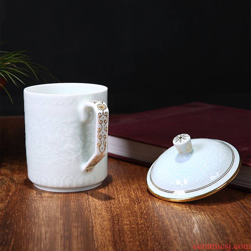 Red xin gold coloured drawing or pattern of jingdezhen ceramic celadon office with cover cup tea cup 550 ml happens