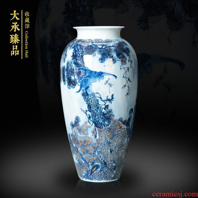The see colour blue and white porcelain of jingdezhen ceramics vase jinhou vase modern household handicraft collection