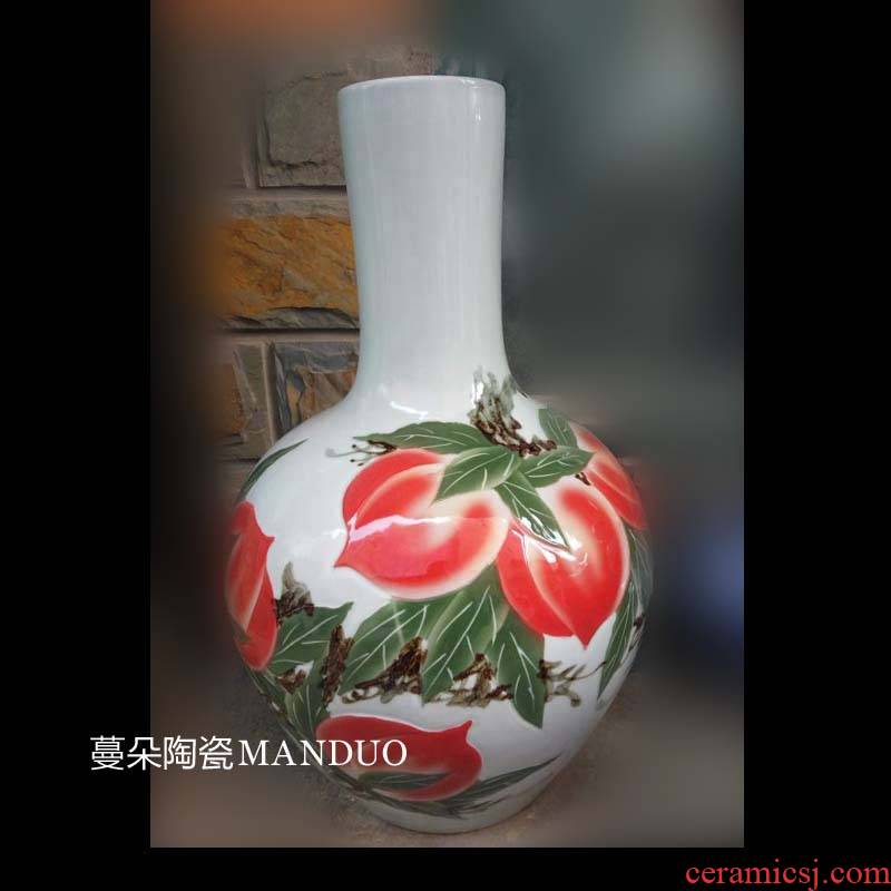 Jingdezhen hand - made xiantao carving celestial birthday ceramic vase xiantao celestial art porcelain vase