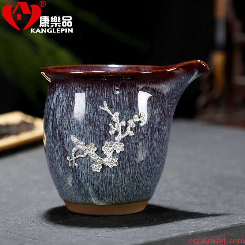 Recreational product temmoku glaze up tasted silver gilding kung fu tea cup portion and cup of tea ware ceramic fair Japanese silver cup