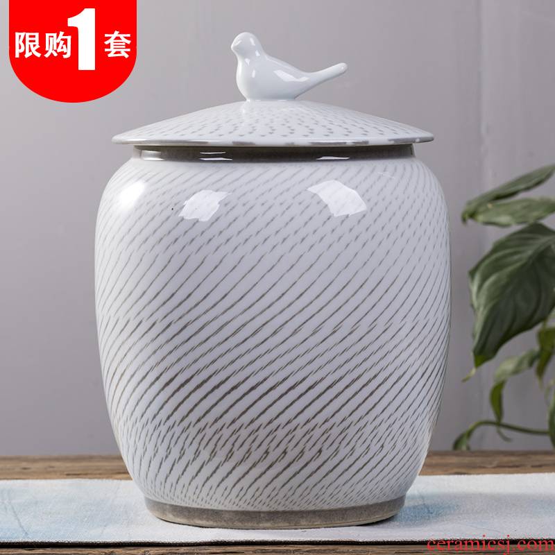 Jingdezhen ceramic tea pot large household seal storage POTS storage tank and tea tea urn storage tea POTS