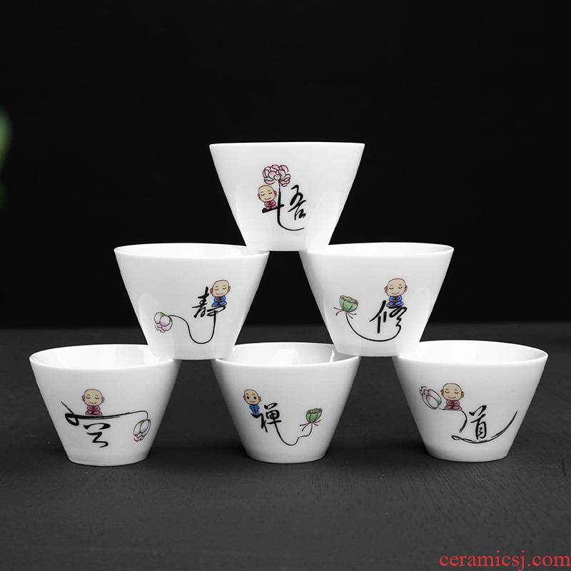 High white porcelain 6 com.lowagie.text.paragraph 】 【 kung fu tea cups household hand - made master individual cup hat small cup