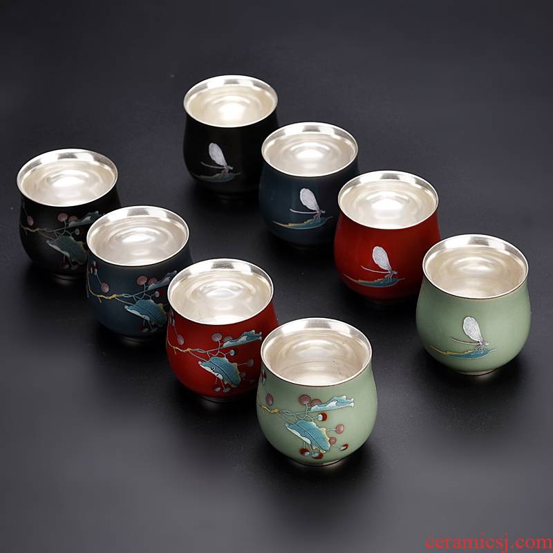 The ancient coppering. As silver single CPU kung fu sheng up household individuality creative ceramic masters cup tea cups individual sample tea cup