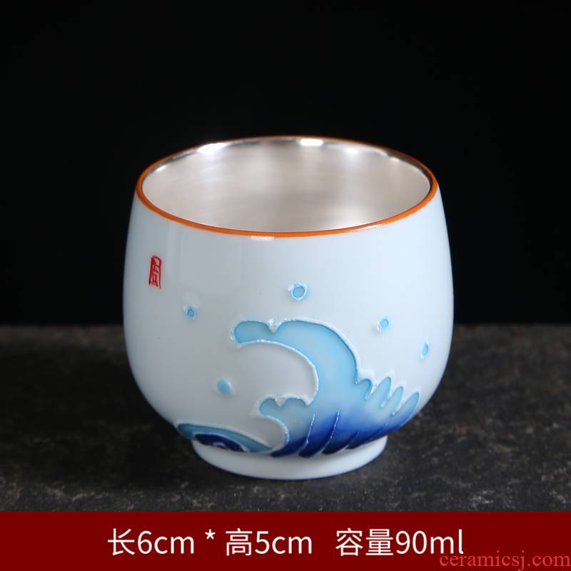 Hand made blue and white porcelain teacup suit kung fu tea set household ceramics single cup sample tea cup small bowl master cup suits for