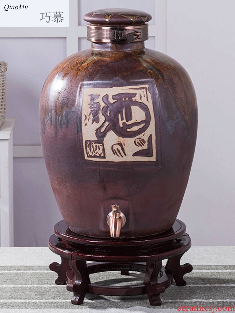 Qiao mu new up ceramic jar 10 jins 20 jins 50 kg of household hip mercifully liquor bottle it sealed