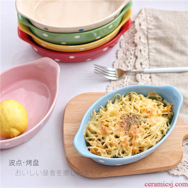 Ceramic creative for FanPan heat pan baked cheese bowl ears pan, Japanese home baking oven microwave oven