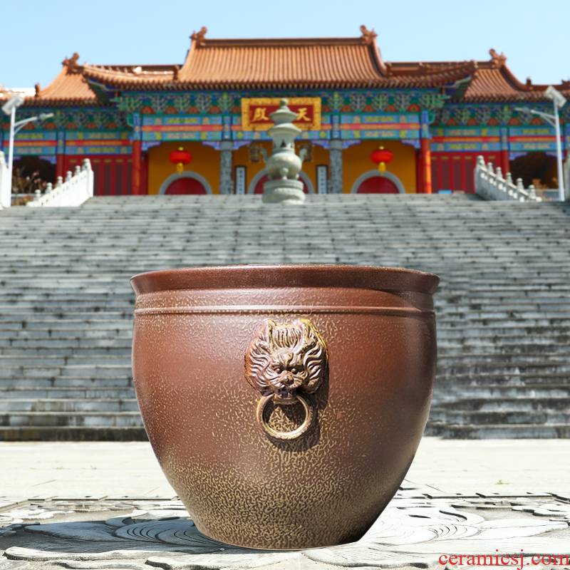 Restoring ancient ways of jingdezhen ceramic aquarium home court goldfish bowl lotus basin is suing water lily lotus basin tortoise cylinder