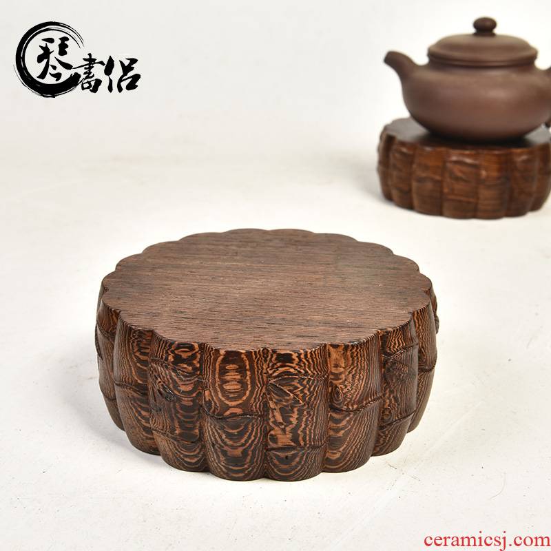 Pianology picking bamboo chicken wings wood grain circular base vase bonsai stone flower pot craft of Buddha furnishing articles base
