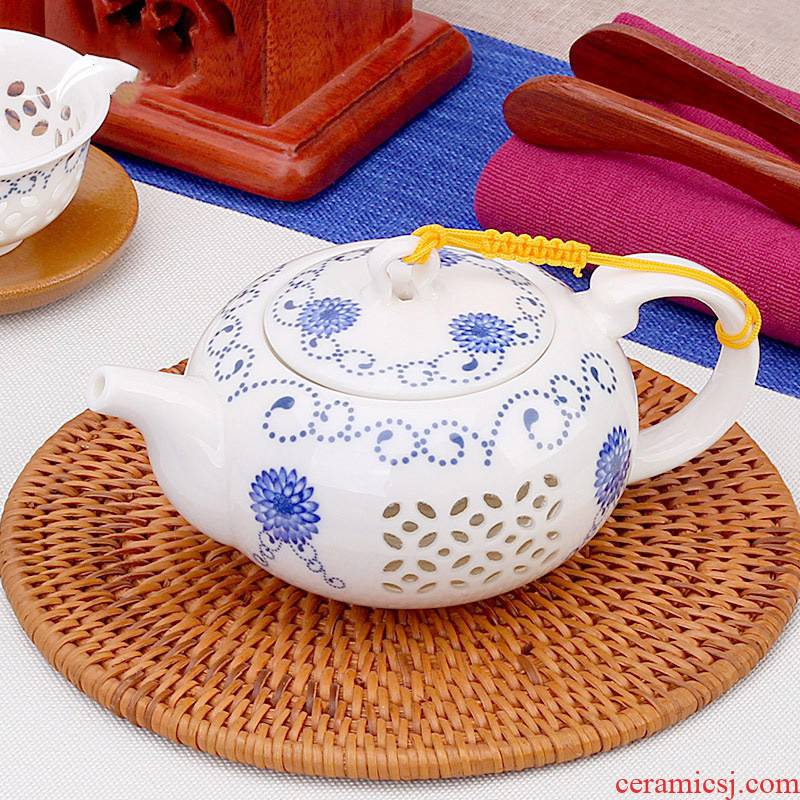 Hui shi ceramic tea set the teapot teacup kungfu tea sea glass teapot exquisite hollow glass