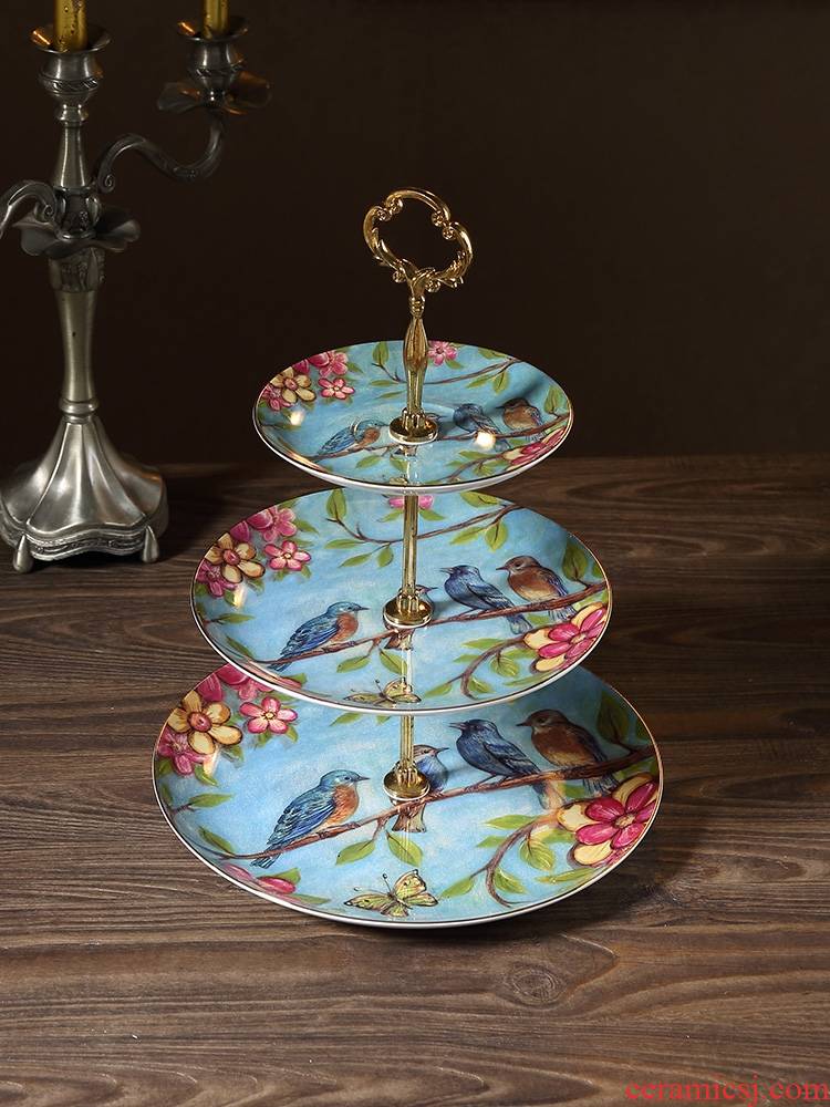 Qiao mu dream blue European - style ipads porcelain snack frame fruit bowl creative pastoral wind afternoon tea sweet dry fructose