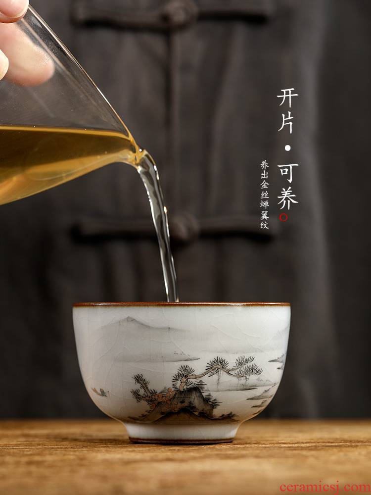 Pure manual your up kung fu tea master cup single CPU jingdezhen hand - made scenery sample tea cup single ceramic cups