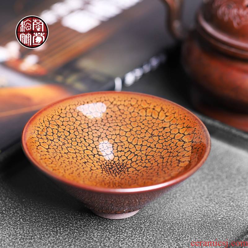 Jianyang iron tire building oil - lamp can master partridge spot small tea cup of pure manual single hat to a cup of ceramic tea set sample tea cup
