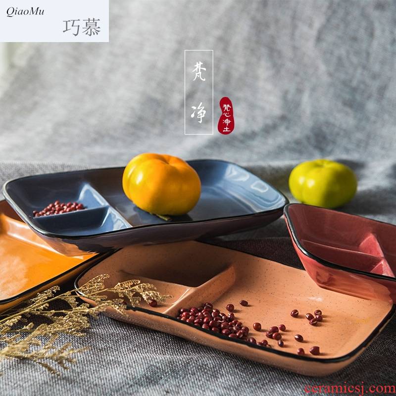 Qiam qiao mu Japanese rice bowls ceramic tableware household restoring ancient ways of creative move rainbow such as bowl bowl three plate glass