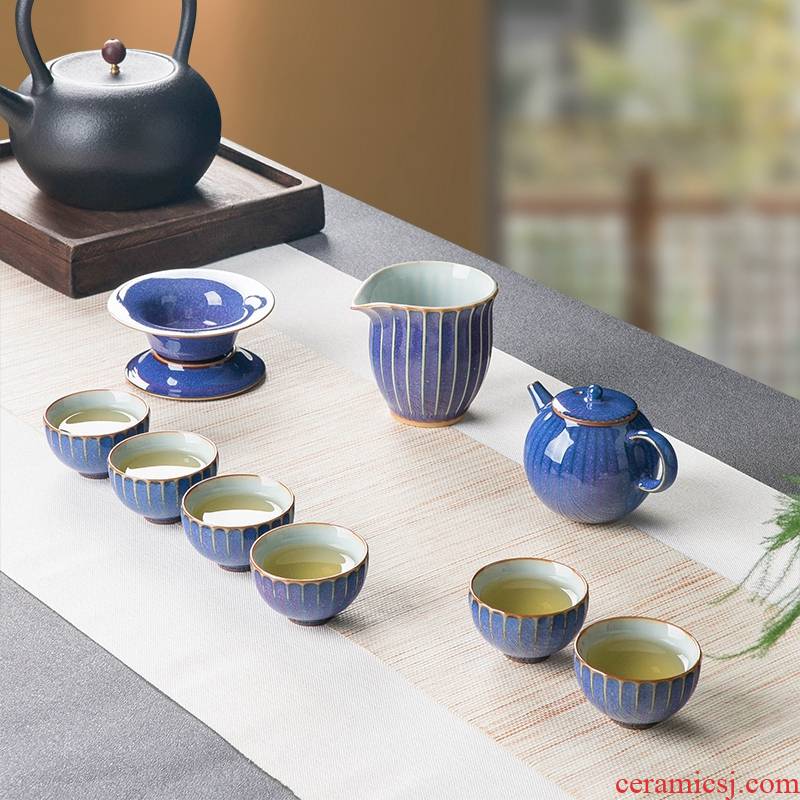 Both up ceramic tea set suit household of Chinese style red glaze up lid bowl of tea, kungfu tea set