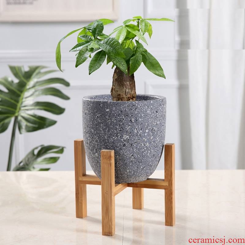 Flower pot base frame four feet of timber laver bottle bottom tray was circular cylinder orchid real wood brackets sitting room balcony