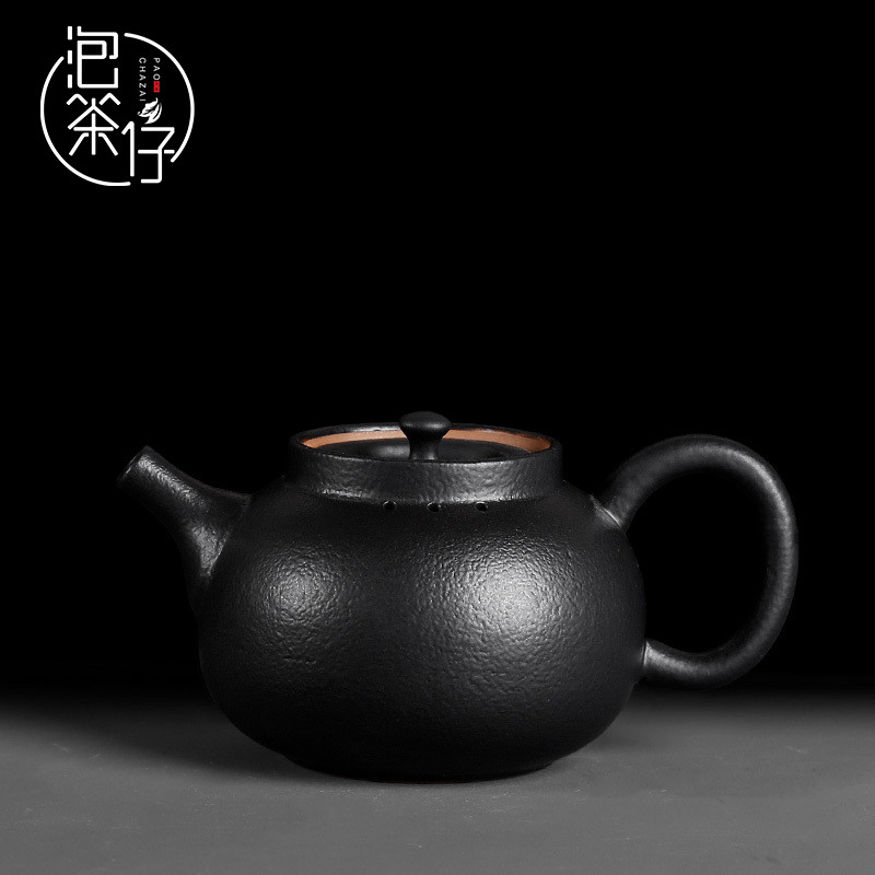 Teapot tea pot single pot of home day type coarse pottery small ceramic filter kung fu tea kettle black pottery puer tea