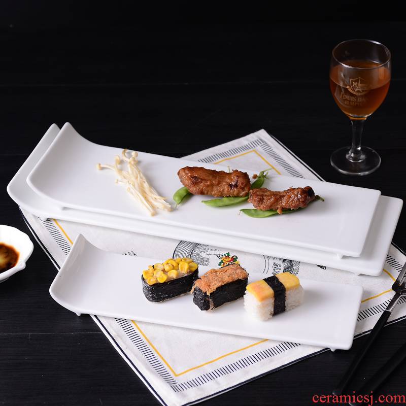 Creative Japanese sushi contracted white ceramic plate with rectangular plate dessert plate of chicken wings cake plate dinner plate