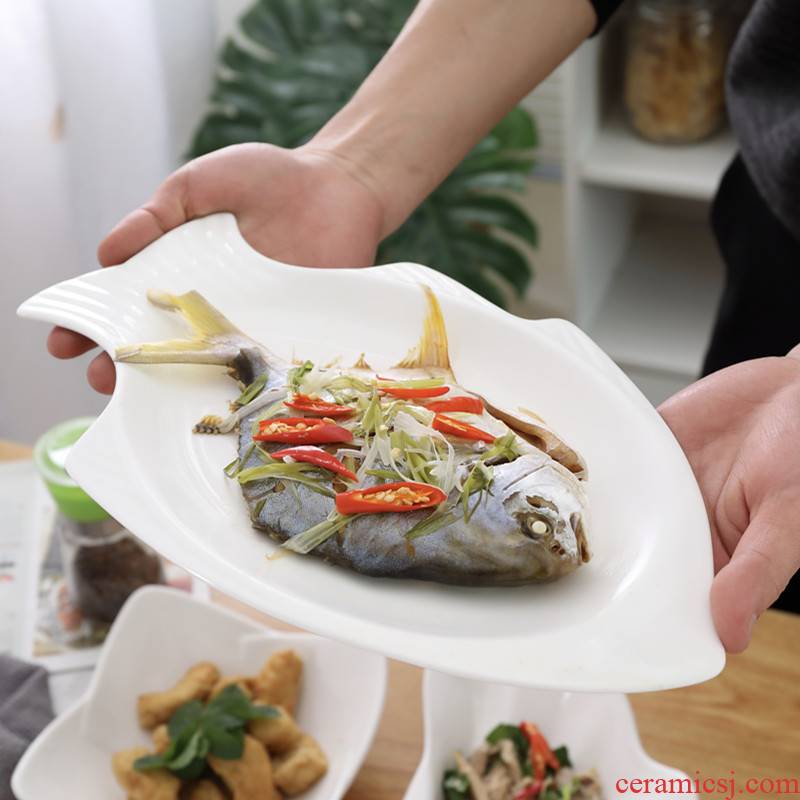 The Fish dish creative household Nordic restaurant ceramic plate steamed Fish Fish dishes move microwave tableware