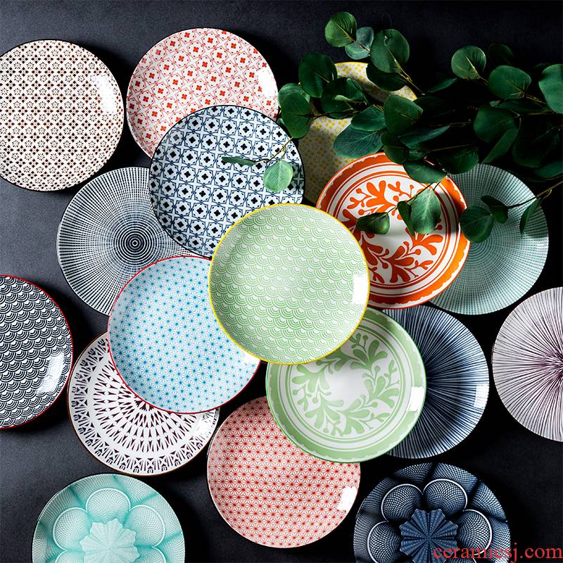 Japanese circular western - style food dish creativity network red Nordic household individuality dish plate tableware ceramic cake plate