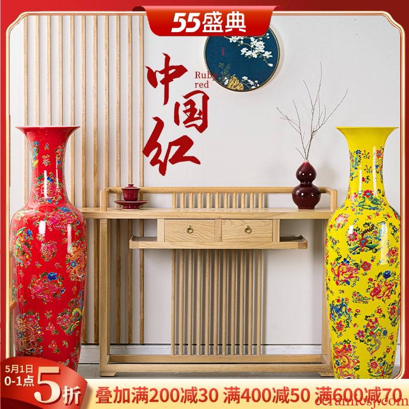 Jingdezhen ceramics furnishing articles Chinese red phoenix Chinese style of large vase study adornment to heavy large living room