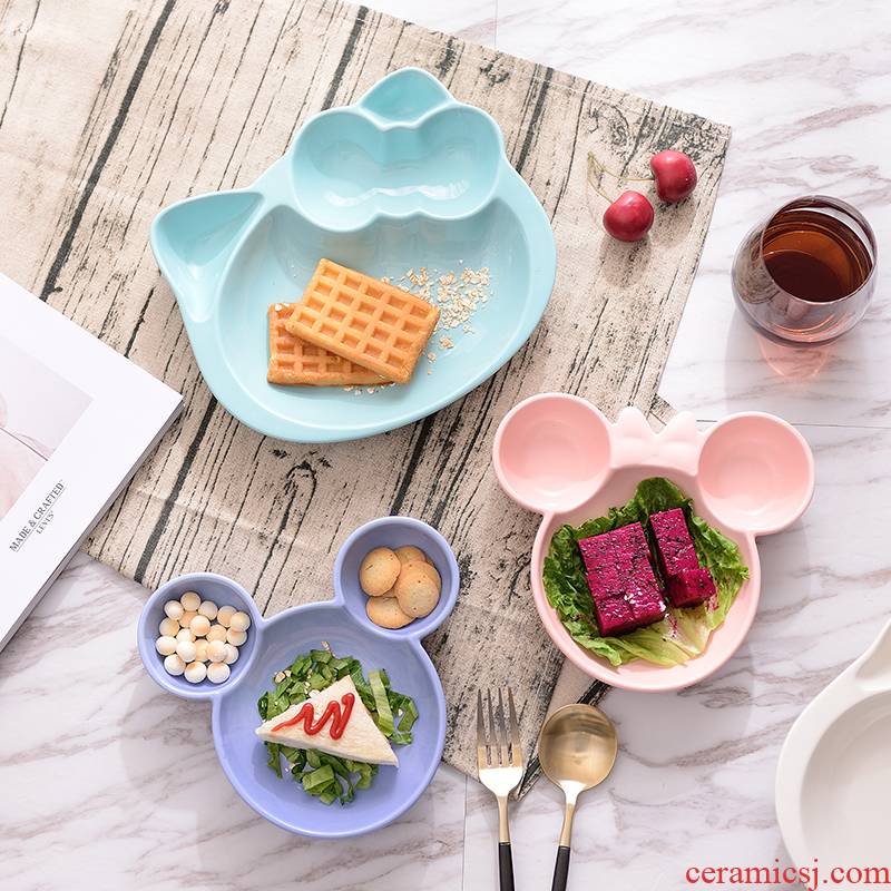 Creative cartoon mickey breakfast meal plate frame ceramic bowl dish dish dish home baking fruit dinner plate