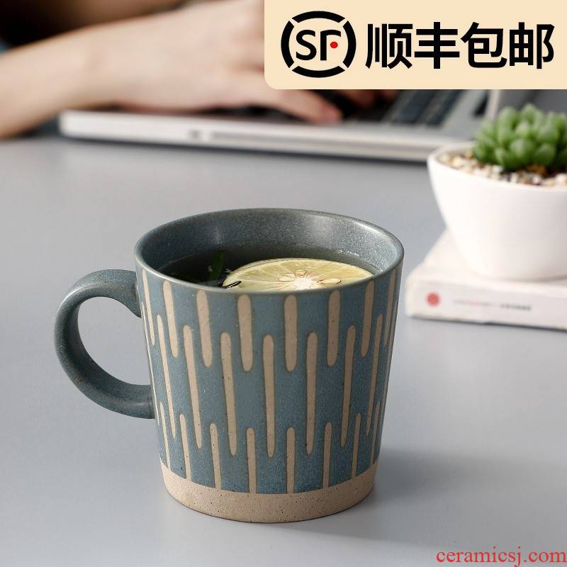 Nordic retro ceramic cup contracted office tea lovers ins thick ceramic keller cup household coffee cup