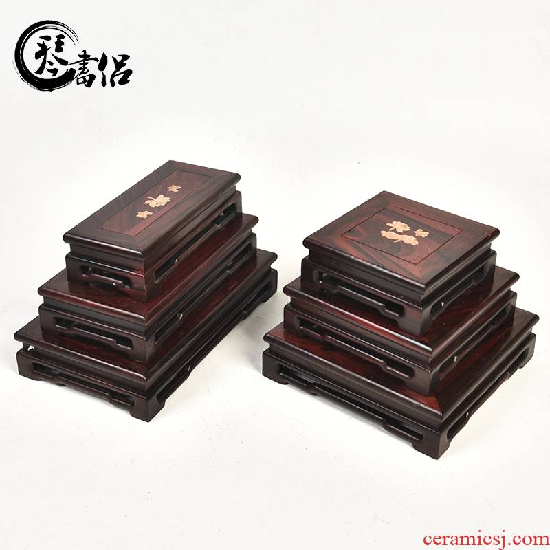Pianology picking large assists ebony huang annatto handicraft furnishing articles of Buddha flowers miniascape base solid wood frame