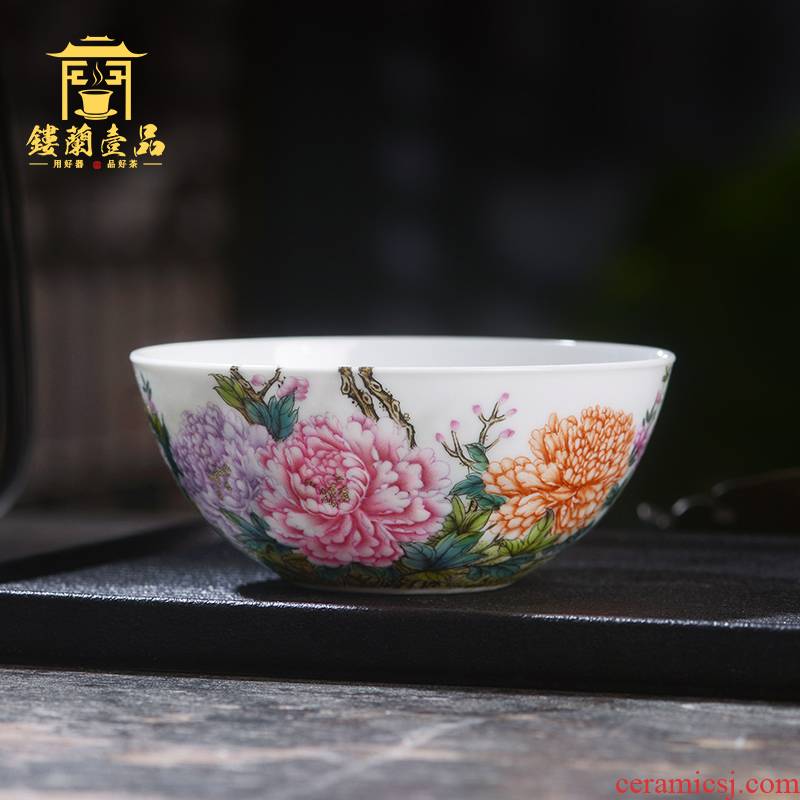 Jane don spill pastel peony master cup of jingdezhen ceramic hand - made single CPU kung fu tea cup sample tea cup individuals