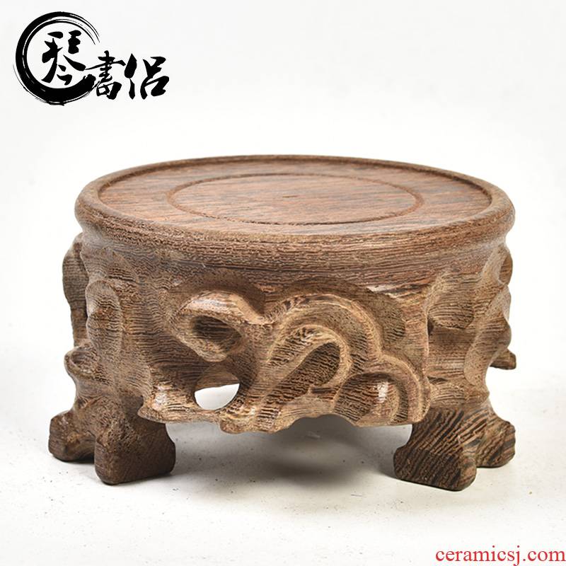 Pianology picking three - legged chicken wings woodcarving surround annatto handicraft furnishing articles stone carved wooden vase stone