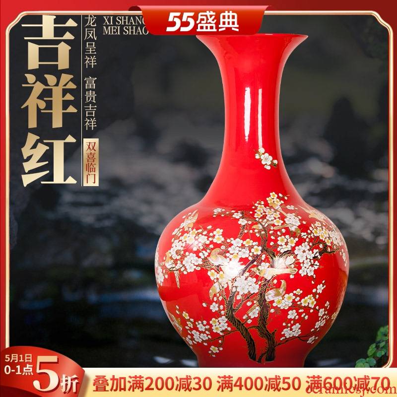 Beaming Chinese jingdezhen ceramics red vase bedroom adornment study of new Chinese style porch place