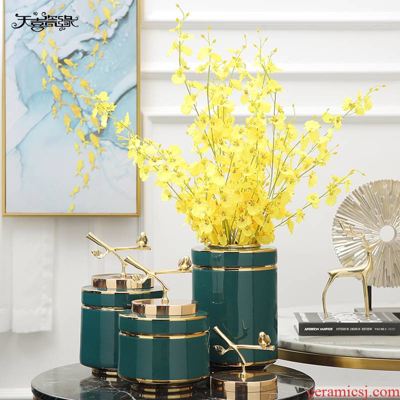Light European - style key-2 luxury furnishing articles ceramic vase flower arranging American TV show soft outfit table sitting room ark, household act the role ofing is tasted