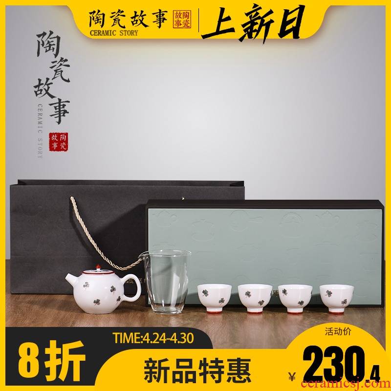 The Story of pottery and porcelain tea sets of household light cup high - grade gift boxes Chinese key-2 luxury office receive a visitor kung fu tea set