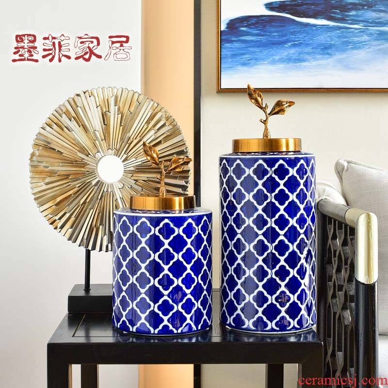 New Chinese style light much blue and white porcelain vases, flower arranging furnishing articles, the sitting room porch TV ark, creative household adornment ornament