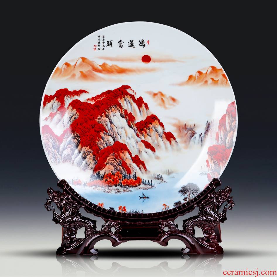 Much luck, jingdezhen chinaware plate plate of Chinese style decoration plate sitting room porch TV ark, furnishing articles